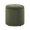 Pouf de rangement rond Saskatoon de 17 po en velours côtelé - vert