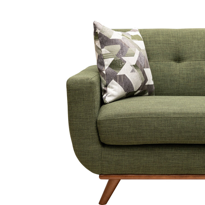 Sofa Freeman de Kort & Co. de 80 po de format condo en tissu d’apparence lin avec base et pattes en bois - vert avocat