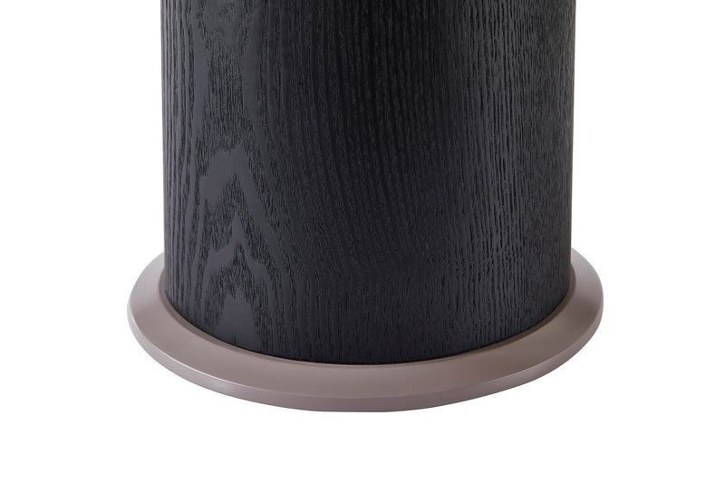 Table de bout ronde moderne Circa de 23,6 po - verre trempé ambré et bois noir CIRCAETB