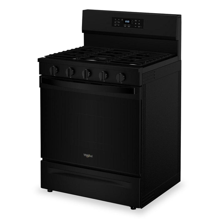 Cuisinière à gaz Whirlpool de 5 pi³ avec friture à air et autonettoyage - noire - WFGS5030RB