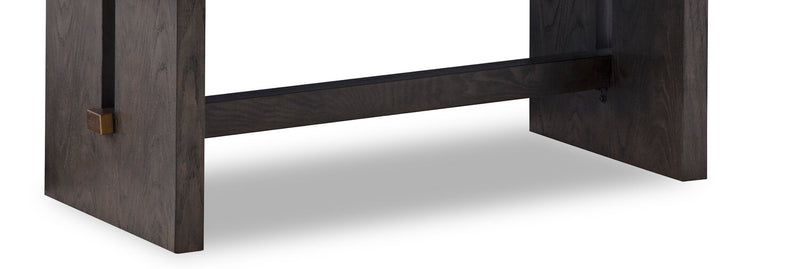 Table à café Warwick de 52 po en bois massif et en marbre - blanche et chêne brun