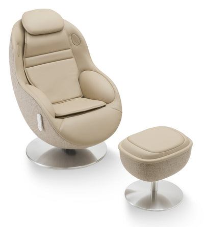 LG 29.6" Leather-Look Fabric Reclining Massage Chair with Matching Ottoman - Brown | Fauteuil de massage inclinable LG de 29,6 po en tissu d’apparence cuir avec pouf assorti - brun
