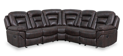 Leo 5-Piece Leather-Look Fabric Reclining Sectional with Armless Reclining Chair - Walnut Brown | Sofa sectionnel inclinable Leo 5 pièces en tissu d’apparence cuir avec fauteuil inclinable sans accoudoirs - brun noyer