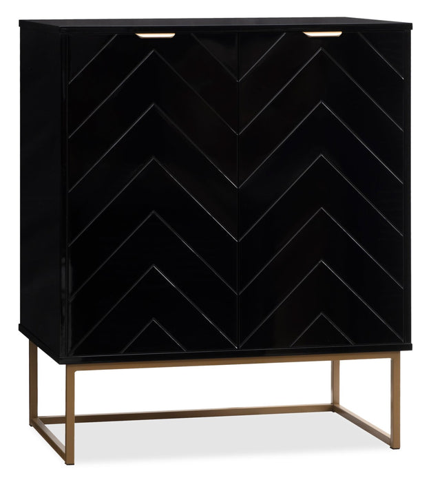 Armoire décorative Lottie de 28,5 po à 2 portes - noir lustré