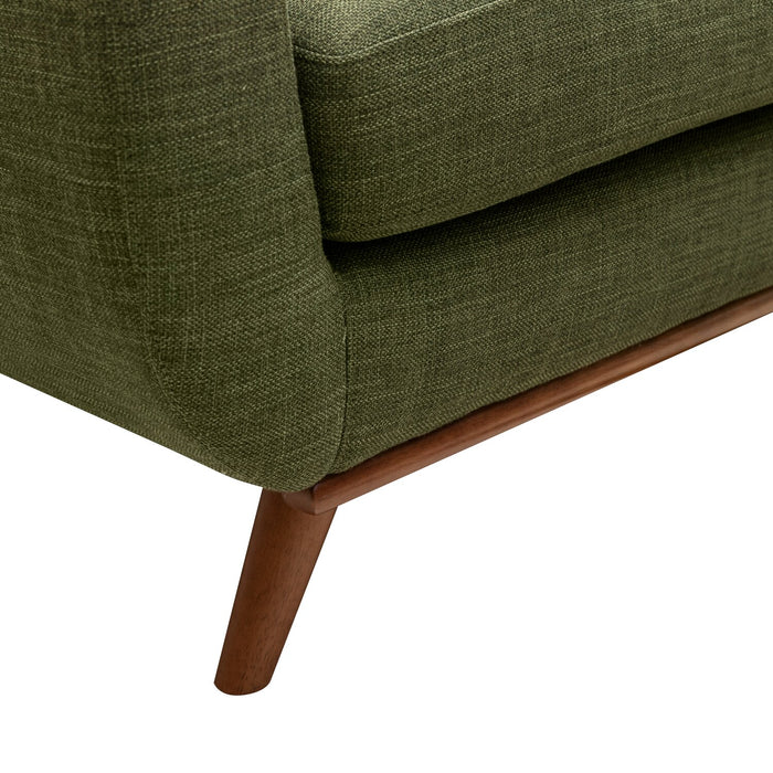 Sofa Freeman de Kort & Co. de 80 po de format condo en tissu d’apparence lin avec base et pattes en bois - vert avocat