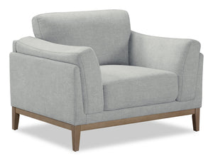 Fauteuil Valley de 44 po en tissu avec base et pattes en hévéa - gris