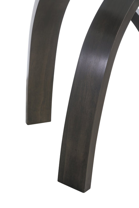 Table à café moderne Jorja de 34,75 po avec dessus en verre - brune avec pattes en bois cintré
