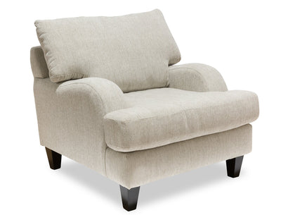 Made in Canada Nofia 36" Chenille Fabric Chair with Wood Legs - Linen Beige | Fauteuil Nofia de 36 po fabriqué au Canada en tissu de chenille avec pattes en bois - beige lin