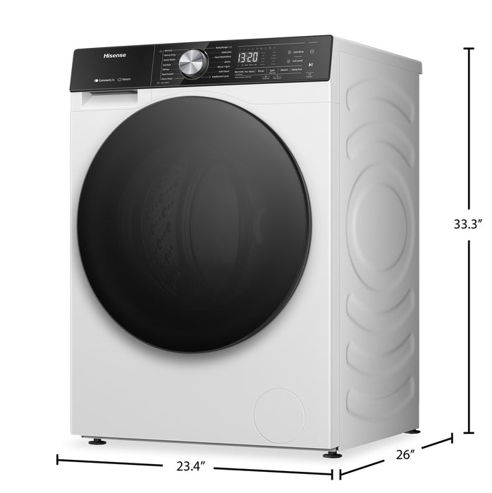 Laveuse Hisense à chargement frontal de 3,1 pi3 et de 24 po avec lavage à la vapeur - blanche - WF5S2845BW