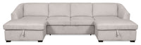 Sofa-lit sectionnel Envy 3 pièces en tissu de chenille avec 2 fauteuils longs de rangement - gris brouillard