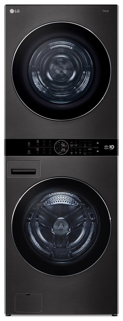 LG 5.8 Washer/7.8 Dryer Cu. Ft. Front-Load High-Efficiency Washtower™ - Black Steel - WKHC252HBA | Tour de lavage WashTowerMC haute efficacité LG à chargement frontal avec laveuse de 5,8 pi³ et séche…