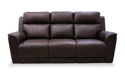Vibe 85" Genuine Leather Massage Power Reclining Sofa with Immersive Audio and Power Headrests - Brown | Sofa de massage à inclinaison électrique Vibe de 85 po en cuir véritable avec son immersif et appuie-têtes électriques - brun