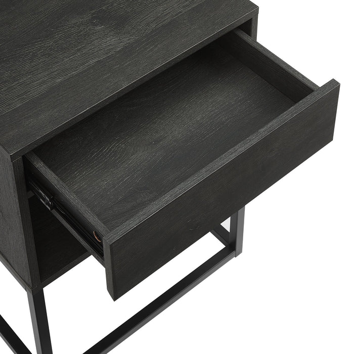 Table de nuit Fynn de 18 po (l) x 25,75 po (H) à 1 tiroir avec tablette de rangement - brune et noire