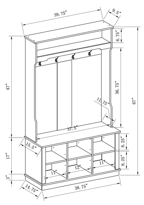 Portemanteau Quinn de 39,75 po avec rangement pour chaussures - blanc mat