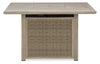Foyer-table Muskoka pour la terrasse à l’extérieur - 50 000 BTU, osier en résine, métal - beige