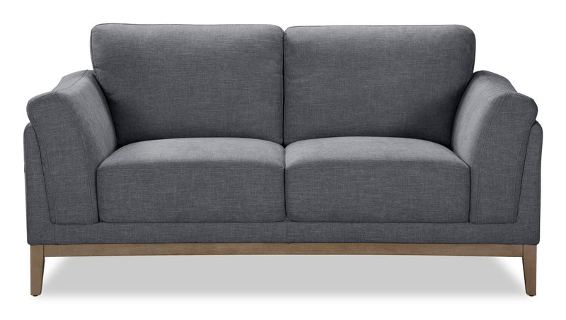 Causeuse Valley de 67,7 po en tissu avec base et pattes en hévéa - étain