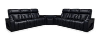 Sofa sectionnel à inclinaison électrique Zen 3 pièces en similicuir avec massage et 2 consoles rabattables - noir