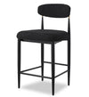 Tabouret 26 po Capri de Kort & Co. de hauteur comptoir en métal avec tissu bouclé et touches dorées - noir