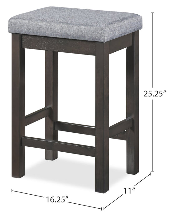 Table de salon moderne Noah de 60 po avec 3 tabourets de hauteur comptoir et ports USB - grise