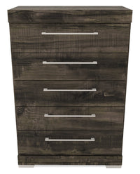 Commode verticale de chambre à coucher Riley de 31 po (L) x 46 po (H) à 5 tiroirs, fabriquée au Canada - grise