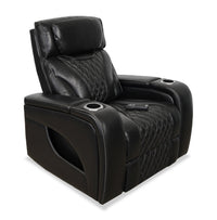 Fauteuil de massage à inclinaison électrique Elite de 38 po en cuir véritable avec son immersif et appuie-tête électrique - noir