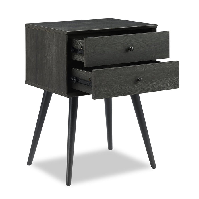 Table de nuit Mori de 18 po (l) x 25,75 po (H) à 2 tiroirs - noire