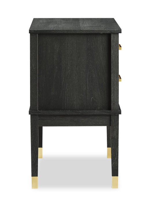 Table de nuit Alia de 18 po (l) x 25,75 po (H) à 2 tiroirs avec touche dorée - noire