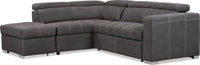 Sofa-lit sectionnel de gauche Drake 3 pièces en tissu de suédine avec pouf de rangement - gris ciment