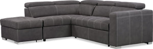Sofa-lit sectionnel de gauche Drake 3 pièces en tissu de suédine avec pouf de rangement - gris ciment