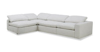 Sofa sectionnel modulaire Sky 4 pièces en tissu avec fauteuil à inclinaison électrique et coussins en plumes et duvet - blé Nathan