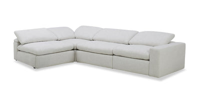 Sky Modular 4-Piece Fabric Sectional with Power Reclining Chair and Feather Down Cushions - Nathan Wheat | Sofa sectionnel modulaire Sky 4 pièces en tissu avec fauteuil à inclinaison électrique et coussins en plumes et duvet - blé Nathan