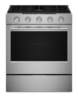Cuisinière à gaz encastrée KitchenAid de 5,0 pi³ et de 30 po avec modes par convection - acier inoxydable résistant aux traces de doigts - KSGS530SPS