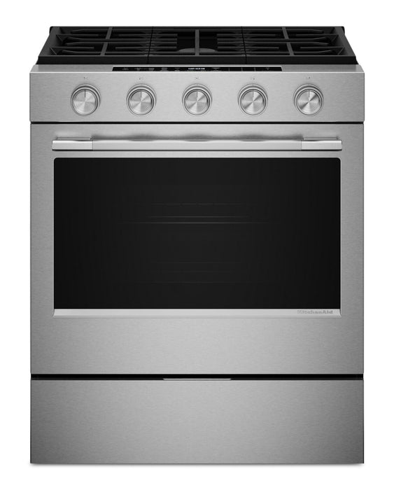 Cuisinière à gaz encastrée KitchenAid de 5,0 pi³ et de 30 po avec modes par convection - acier inoxydable résistant aux traces de doigts - KSGS530SPS