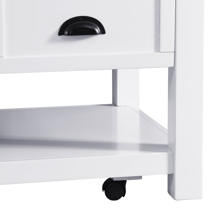 Table à café moderne Centennial de 48 po avec dessus relevable, rangement, tablette et roulettes - blanche