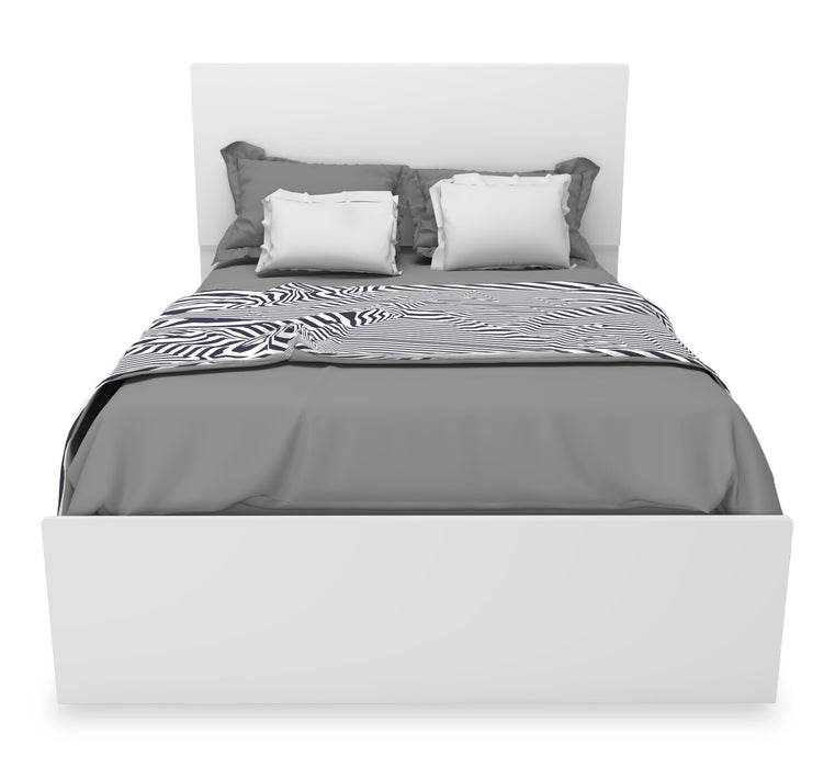 Lit à panneaux Riley avec tête de lit et cadre de lit pour enfants, fabriqué au Canada, blanc - format lit double