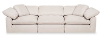 Sofa modulaire Eclipse de 124 po en tissu d’apparence lin avec coussins réversibles en duvet et plumes - beige lin