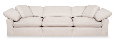 Eclipse Modular 124" Linen-Look Fabric Sofa with Reversible Feather Down Cushions - Linen Beige | Sofa modulaire Eclipse de 124 po en tissu d’apparence lin avec coussins réversibles en duvet et plumes - beige lin