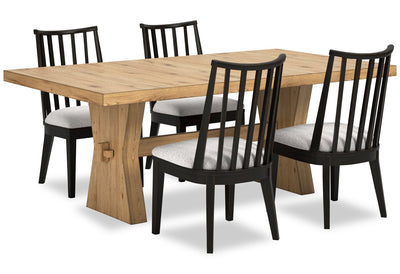 Shaw 5pc Dining Set with Table & 4 Chairs, Trestle Base, 78"W - Natural | Ensemble de salle à manger Shaw 5 pièces avec table de 78 po (L), base à tréteaux et 4 chaises - naturel