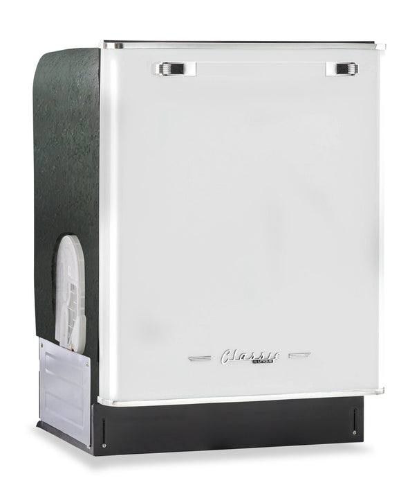 Lave-vaisselle Classic Rétro par Unique de 24 po et de 45 dBA avec commandes sur le dessus - blanc guimauve - UGP-24CR DW W