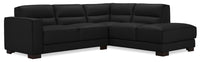Sofa sectionnel de droite Citadel 2 pièces en cuir véritable de qualité supérieure avec pattes en bois - noir