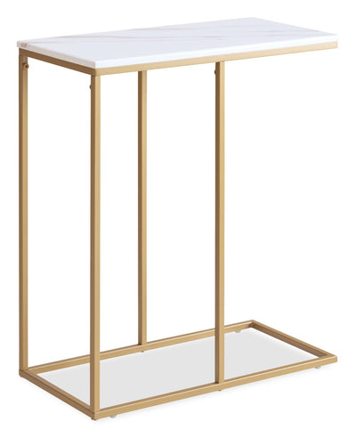 Voss 20" Accent Table with Marble-Look Top – White & Gold | Table d’appoint Voss de 20 po avec dessus en imitation de marbre - blanche et dorée