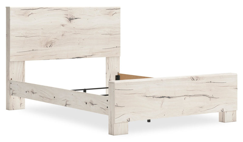 Lit à panneaux Derekson avec tête de lit et cadre de lit, blanc rustique - format grand lit