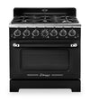 Cuisinière à gaz Classic Rétro par Unique de 36 po et de 5,2 pi3 à 6 brûleurs avec convection - noir minuit - UGP-36CR B