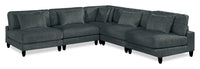 Sofa sectionnel modulaire sans accoudoirs Lounge 5 pièces en chenille - gris