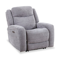 Fauteuil à inclinaison électrique Atlantis de 38 po en tissu avec port USB - gris tourterelle