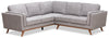 Sofa sectionnel Kassia de Kort & Co. 2 pièces en tissu d’apparence lin avec base et pattes en bois - gris