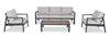 Ensemble Tuscany 4 pièces pour la terrasse à l’extérieur avec sofa, 2 fauteuils et table à café - métal - beige et noir