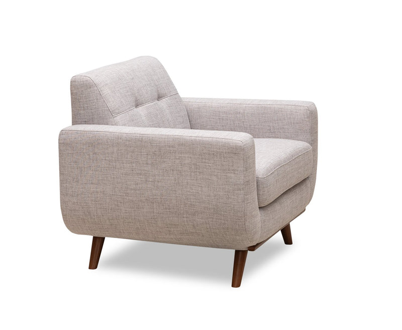 Fauteuil Freeman Kort & Co. de 37 po en tissu d’apparence lin avec pattes en bois et coussin de dossier capitonné - blanc colombe