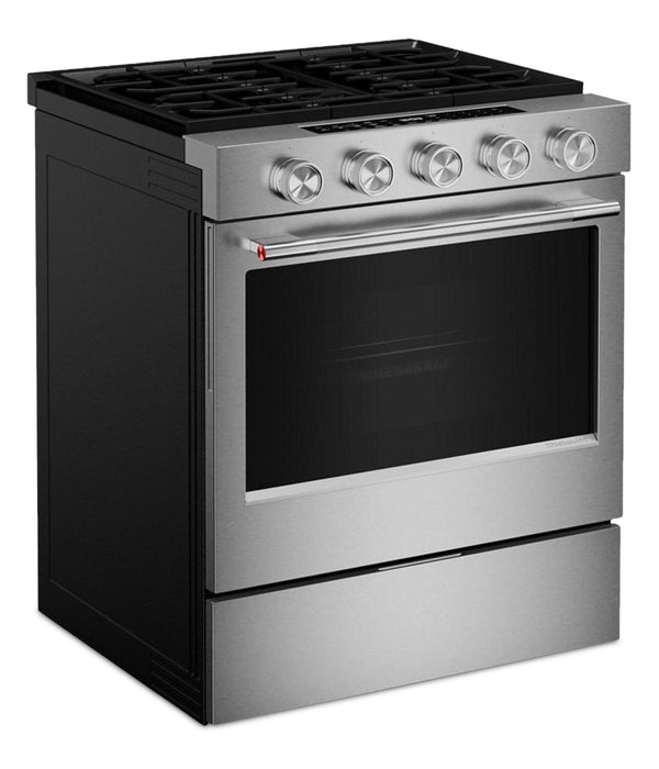 Cuisinière à gaz encastrée KitchenAid de 5,0 pi³ et de 30 po avec modes par convection - acier inoxydable résistant aux traces de doigts - KSGS530SPS