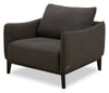 Fauteuil Gena de Cindy Crawford Home de 38,5 po en tissu d’apparence lin avec coussin de dossier amovible - gris anthracite